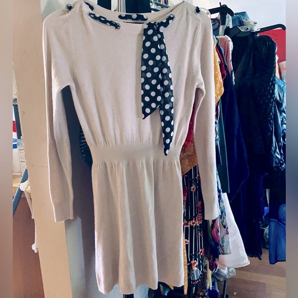 Gran Oriente Cream Soft Sweater with Polka Dot Scarf - Picture 4 of 4